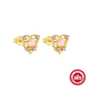 Simple S925 Silver Stud Earrings With Stars Moon Diamond Smiling Face Geometric Design Electroplated For Women