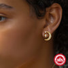 Simple S925 Silver Stud Earrings With Stars Moon Diamond Smiling Face Geometric Design Electroplated For Women