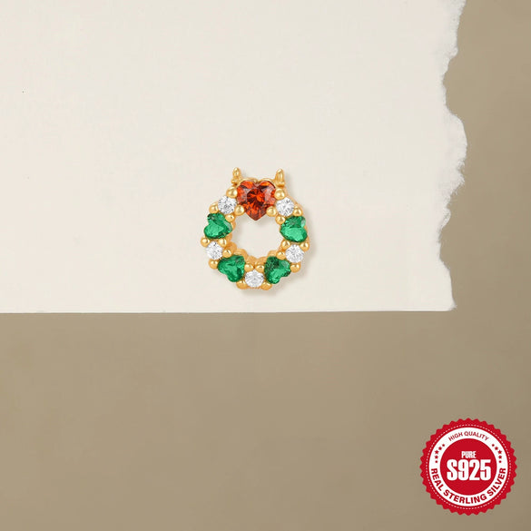 Simple S925 Sterling Silver Christmas Tree Geometric Earrings With Electroplating For Women