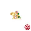 Simple S925 Sterling Silver Christmas Tree Geometric Earrings With Electroplating For Women