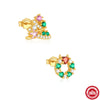 Simple S925 Sterling Silver Christmas Tree Geometric Earrings With Electroplating For Women