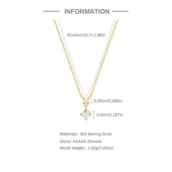 Simple S925 Sterling Silver Classic Four Claw Diamond Geometric O Shaped Chain Women's Collarbone Necklace With Electroplating