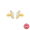 Simple S925 Sterling Silver Colorful Geometric Butterfly Earrings For Women With Electroplating