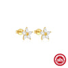 Simple S925 Sterling Silver Colorful Geometric Butterfly Earrings For Women With Electroplating