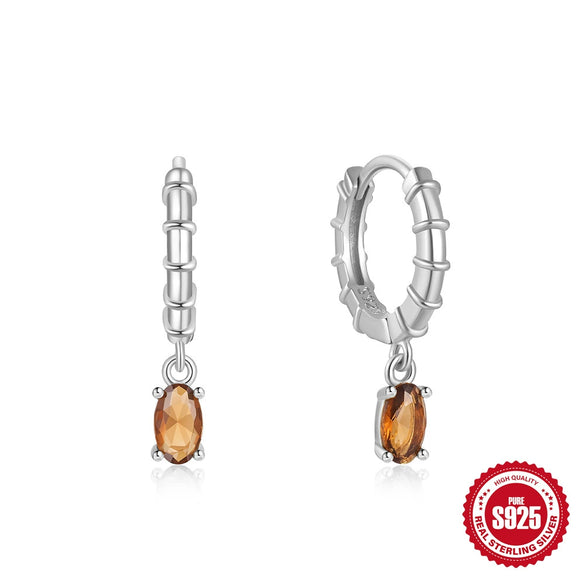 Simple S925 Sterling Silver Egg Shaped Geometric Earrings For Women