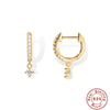 Simple S925 Sterling Silver Elegant Geometric Opal And Pearl Earrings With Four Claw Diamond Embedded