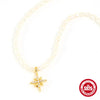 Simple S925 Sterling Silver French Millet Pearl Choker With Octagonal Star Diamond Geometric Style O Chain Necklace Electroplated