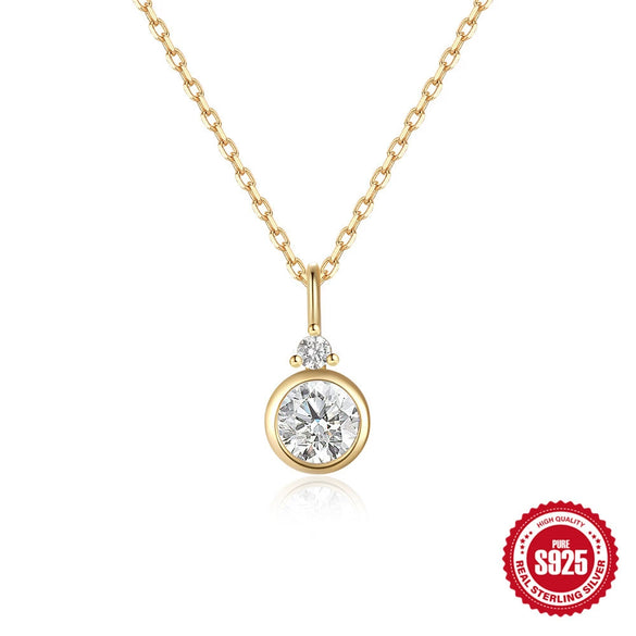 Simple S925 Sterling Silver Geometric Diamond All Match Elegant Ladies Necklace With Electroplating