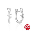 Simple S925 Sterling Silver Geometric Leaves Glitter Luxury Huggie Earrings With Electroplating