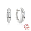 Simple S925 Sterling Silver Geometric Leaves Glitter Luxury Huggie Earrings With Electroplating