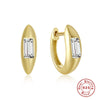 Simple S925 Sterling Silver Geometric Leaves Glitter Luxury Huggie Earrings With Electroplating