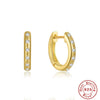 Simple S925 Sterling Silver Geometric Leaves Glitter Luxury Huggie Earrings With Electroplating