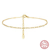 Simple S925 Sterling Silver Geometric Paper Clip Anklet For Women