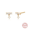Simple S925 Sterling Silver Geometric Round Horse Eye Diamond Stud Earrings For Women With Inlaid Zircon