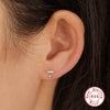 Simple S925 Sterling Silver Geometric Round Horse Eye Diamond Stud Earrings For Women With Inlaid Zircon