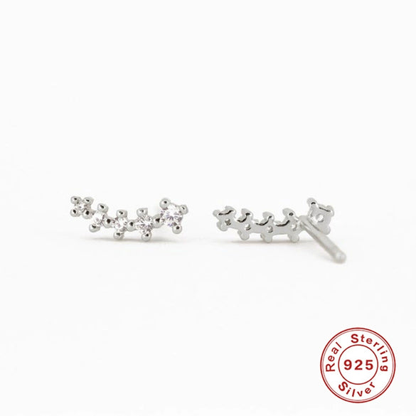 Simple S925 Sterling Silver Geometric Round Horse Eye Diamond Stud Earrings For Women With Inlaid Zircon