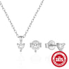 Simple S925 Sterling Silver Heart Shaped Stud Earrings And Necklace Set With O Chain And Electroplating