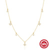 Simple S925 Sterling Silver Ins Style Geometric Star Diamond Stacked Women's Clavicle Necklace With Electroplating O Chain