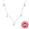 Simple S925 Sterling Silver Ins Style Geometric Star Moon Stacked Women's Necklace With Electroplating