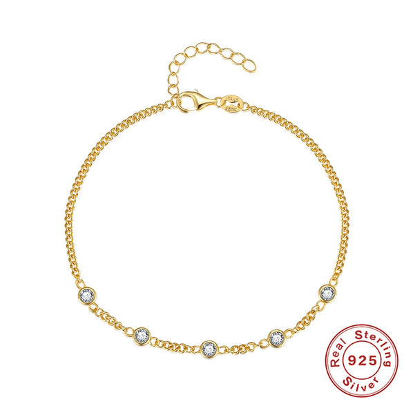 Simple S925 Sterling Silver Joker Adjustable Five Pointed Star Bracelet For Women With Electroplating Treatment