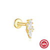 Simple S925 Sterling Silver Kite Zircon Stitching Tassel Piercing Earrings With Electroplating For Women