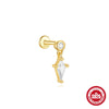 Simple S925 Sterling Silver Kite Zircon Stitching Tassel Piercing Earrings With Electroplating For Women