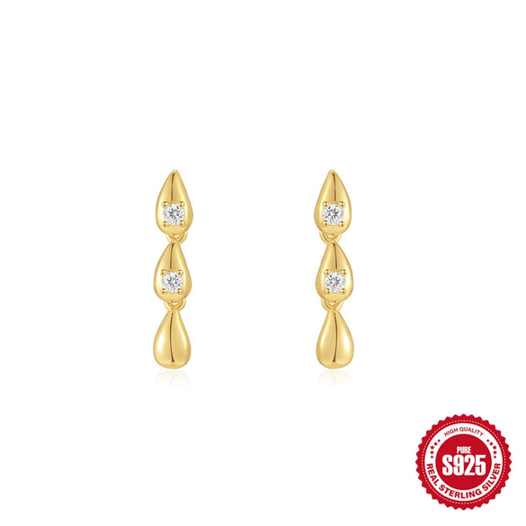 Simple S925 Sterling Silver Ladies Earrings With Square Octagonal Star And Round Diamond Set Geometric Style