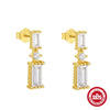 Simple S925 Sterling Silver Ladies Earrings With Square Octagonal Star And Round Diamond Set Geometric Style