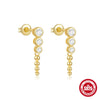 Simple S925 Sterling Silver Ladies Earrings With Square Octagonal Star And Round Diamond Set Geometric Style