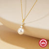 Simple S925 Sterling Silver Pearl Zircon Geometric Stacked Wear Electroplated Women's Collarbone Necklace