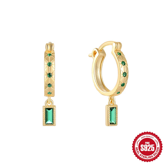 Simple S925 Sterling Silver Square Geometric Vintage Earrings For Women