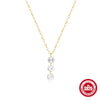 Simple S925 Sterling Silver Women's Heart Shaped Three Diamond Encrusted Collarbone Necklace With Electroplating Treatment