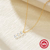 Simple S925 Sterling Silver Women's Heart Shaped Three Diamond Encrusted Collarbone Necklace With Electroplating Treatment