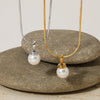 Simple Shell Bead Pendant Necklace For Women Fashion Geometric Style Stainless Steel And Pearl Material Electroplating Process
