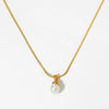 Simple Shell Bead Pendant Necklace For Women Fashion Geometric Style Stainless Steel And Pearl Material Electroplating Process