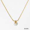 Simple Shell Bead Pendant Necklace For Women Fashion Geometric Style Stainless Steel And Pearl Material Electroplating Process