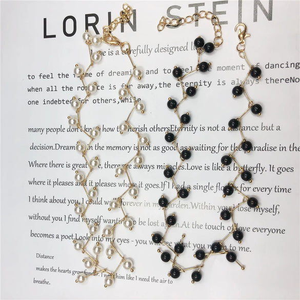 Simple Short Pearl Clavicle Chain Women's Neck Jewelry With Geometric Pattern And Electroplating On Alloy Snake Bone Chain