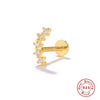 Simple Single Row Diamond S925 Sterling Silver Geometric Flat Head Thread Puncture Cartilage Earrings For Unisex