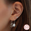 Simple Single Row Diamond S925 Sterling Silver Geometric Flat Head Thread Puncture Cartilage Earrings For Unisex