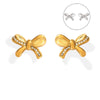 Simple Single Side Bow Diamond Earrings Titanium Steel Gold Plated Electroplated For Women