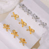 Simple Single Side Bow Diamond Earrings Titanium Steel Gold Plated Electroplated For Women