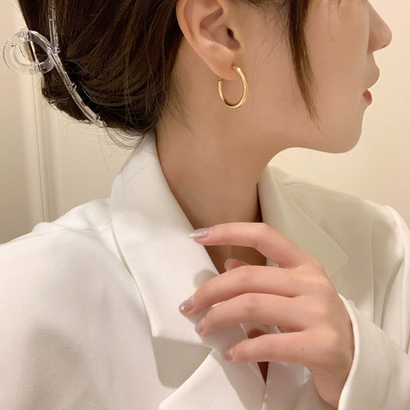 Simple Small Circle S925 Silver Ring Earring For Women With 14K Real Gold Electroplated Geometric Design