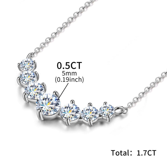 Simple Smile Seven Princess Necklace Pendant In 925 Sterling Silver With Pt950 Platinum Electroplated Clavicle Chain For Women