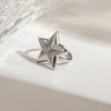 Simple Smooth Convex Fivepointed Star Adjustable Opening Stainless Steel Electroplated Allmatch Nonfading Women's Ring