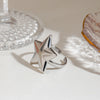 Simple Smooth Convex Fivepointed Star Adjustable Opening Stainless Steel Electroplated Allmatch Nonfading Women's Ring