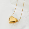 Simple Smooth Hollow 3D Heart Shape Love Pendant Necklace In Stainless Steel With Electroplating For Women