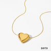 Simple Smooth Hollow 3D Heart Shape Love Pendant Necklace In Stainless Steel With Electroplating For Women