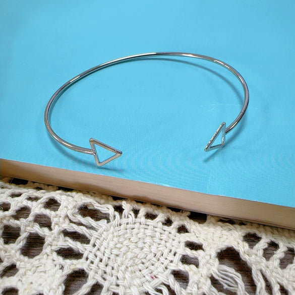 Simple Smooth Silver Plated Metal C Shaped Double Bead Adjustable Bracelet For Women Electroplated Minimalist Style