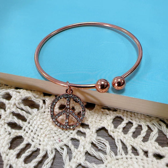 Simple Smooth Silver Plated Metal C Shaped Double Bead Adjustable Bracelet For Women Electroplated Minimalist Style