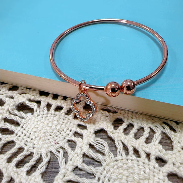 Simple Smooth Silver Plated Metal C Shaped Double Bead Adjustable Bracelet For Women Electroplated Minimalist Style